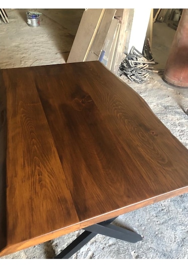 Bintaşmobilya Ceviz Rengi Gürgen Ağacı Kütük Masa Imalatı 80X120.Cm