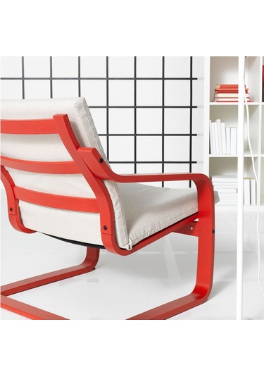 Sallanan Koltuk, Kırmızı-katorp Ekru-bej, Alçak Arkalıklı Beyaz