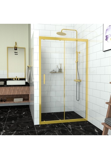 Tekno Duş Gold Capello 6mm Şeffaf Cam 1 Sabit 1 Sürgü İki Duvar Arası Duşakabin Şeffaf