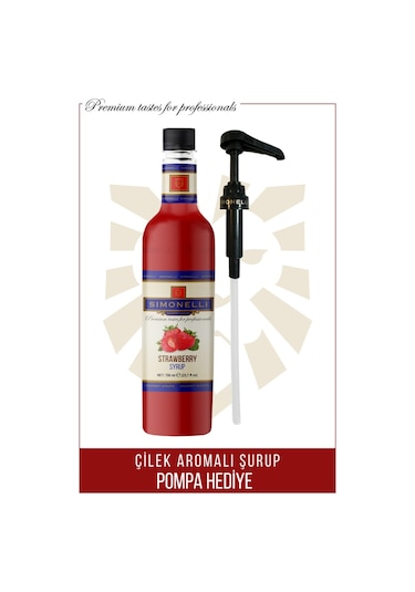 Simonelli Çi̇lek Kahve Şurubu 700 ML + Pompa