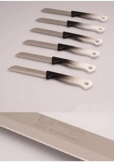 Solingen Meyve ve Sebze Bıçağı 6 Adet Siyah Beyaz
