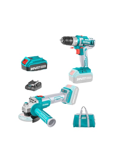 Total Tcklı20155 Li-ion Akülü 2 Li Combo Set Vidalama + Akülü Avuç Taşlama