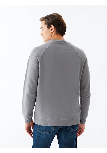 Ltb Soluk Efektli Bisiklet Yaka Koyu Grı Sweatshırt 01124860116089_12882 001