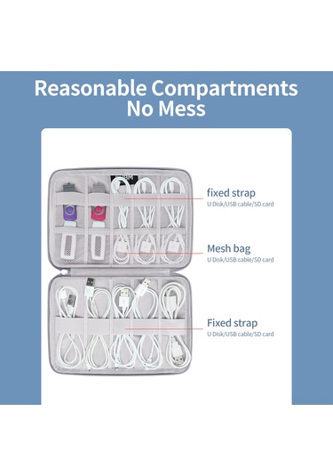 Xindoker Bubm Dıss-pvc Gri Dijital Alet Çantası - Hafif Mini, Data Kablosu, Kulaklık, Usb Ve Hafıza Kartı Birleşik Saklama Çantası Gri