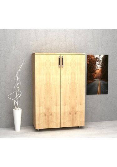 Kobiç Ofis Dosya Dolabı Kilitli Tam Kapak Suntalam Dolap 70x35x115 Cm Meşe Meşe
