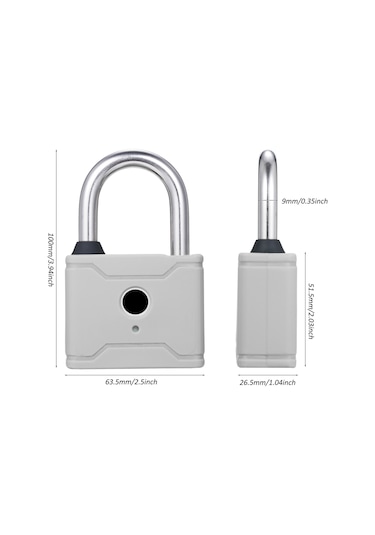 Hallow-t1006d Akıllı Parmak İzi Asma Kilit Şarj Edilebilir,gri