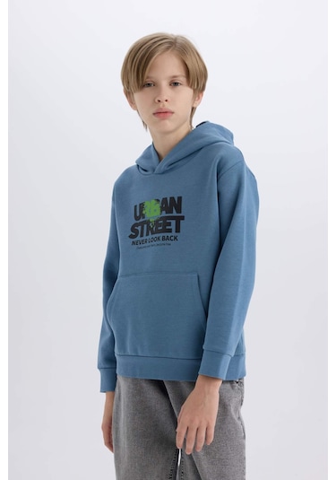 DeFacto Erkek Çocuk Kapüşonlu Baskılı Cepli İçi Yumuşak Tüylü Sweatshirt D6211A824CWBE88 DeFacto Erkek Çocuk Kapüşonlu Baskılı Cepli İçi Yumuşak Tüylü Sweatshirt D6211A824CWBE88