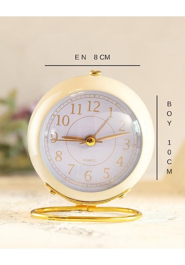 Masa Üstü Dekoratif Saat Gövde Bej Taban Gold
