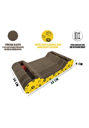 Karton Kedi Tırmalama Çan Toplu 38 21 6 Cm