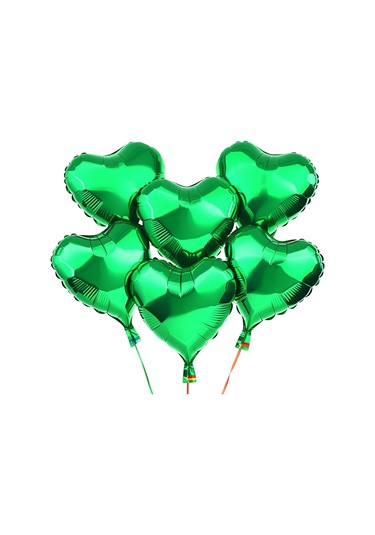 5 Adet 18 İnç 45 Cm Kalp Folyo Balon Yeşil YEŞİL