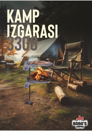 Kamp Izgarası 3300 / Çap: 33 Cm / Portatıf / Baba's Campıng