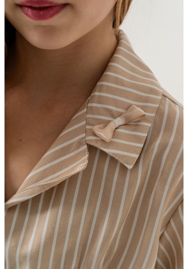 Kız Çocuk Beden Pileli Gömlek 3151 Bej