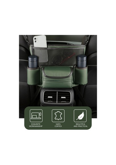 Symbee Koltuk Arası Deri Depolama Çantası, Araba İç Döşeme Organizer, Çok Fonksiyonlu Sandık Bölücü, Gri Renkli Konsole Saklama Torbası Gri