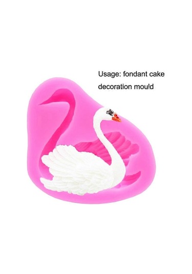 2 Adet Kuğu Pişirme Silikon Kalıbı Kek Dekorasyon Kalıbı Pembe Çok Renkli
