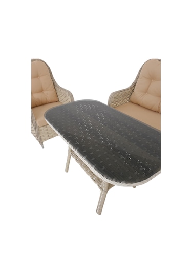 Force Rattan Bahçe Oturma Grubu 861 Rehome Krem