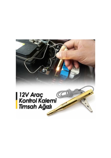 Araç Elektrik Kontrol Kalemi Timsah Ağızlı 6v 12v 24v Test Kalem