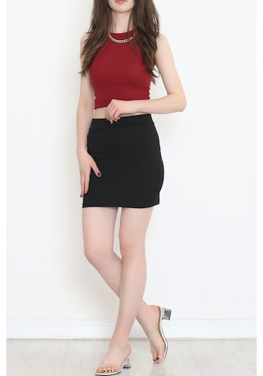 Krep Mini Etek Siyah