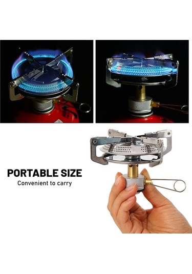 Dofolink Taşra Kampı İçin Çiftlevli, Isı Gücü Ayarlanabilir, Taşınabilir Paslanmaz Çelik Gaz Sobası - Taşımak İçin Depolama Çantasıyla Gümüş
