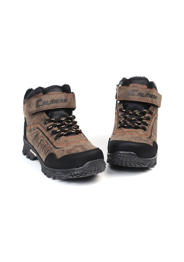 Unisex Çocuk Vizon Siyah İçi Kürklü Kışlık Termo Taban Suya Soğuğa Dayanıklı Günlük Rahat Outdoor Bot Vizon