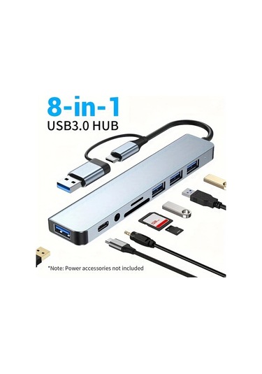 Tongdashop 8 Li 1 Usb 30 Type C Docking Istasyonu 5gbps Veri Aktarım Macbook Uyumlu Hp