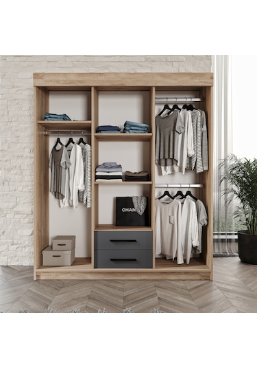 Afilli Izmir Çocuk Odası Takımı Tamamı Mdf Antrasit Ve Flora