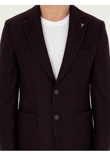 Cacharel Bordo Slim Fit Yün Karışımlı Ceket Kırmızı