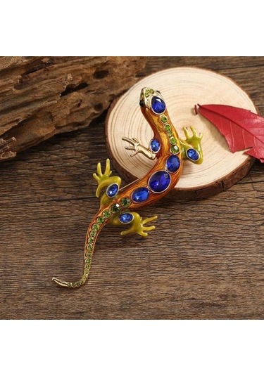 Yeşil Vintage Sürüngen Şekilli Broş Zarif Sahte Kristal Pin Hayvan Şekli Erkek Giysileri Rozeti Moda Aksesuarları Yeşil