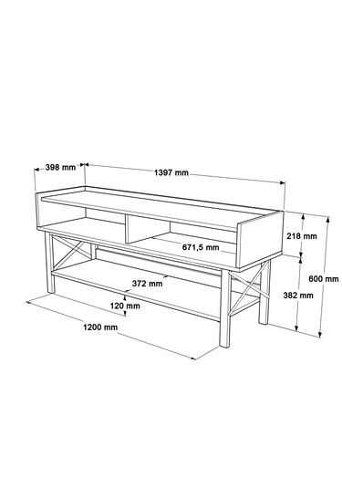 Robin Home Oslo Tv Ünitesi Sehpası Beyaz Metal Ayaklı 140cm