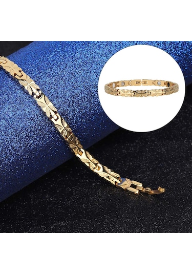 Tenfowee Stainless Steel Kadın Bileklik - Altın Renkli Çiçek Desenli, Dayanıklı Ve Renk Tutucu, Modern Stilde Günlük Kıyafetlere Uyumlu Hediyelik Gold