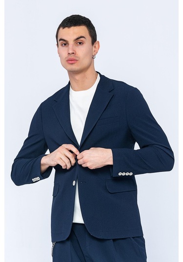 Cekmon Erkek Slim Fit Cepli Düğmeli Bürümcük Kumaş Klasik Ceket 001