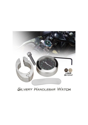 Motosiklet Gidon Saati, 7/8 '' Evrensel Su Geçirmez Gümüş