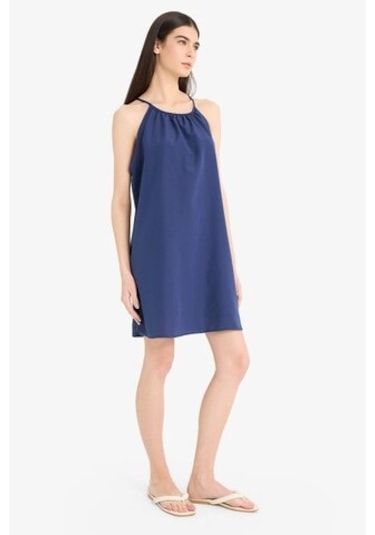 Defacto Yuvarlak Yaka Terry Cotton Mini Plaj Elbisesi-fall İn Love E5102ax25spnv241 Lacivert