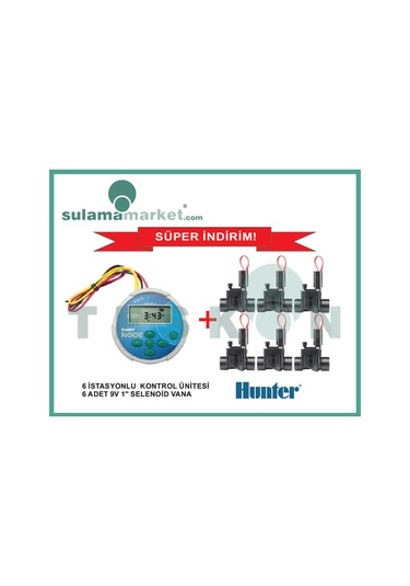 Hunter Node600 + 6Ad. Pgv1009V Pilli Zamanlayıcı Ve Vana Seti