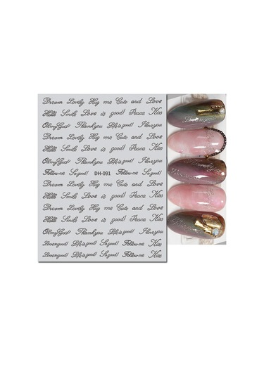 3d Nail Art Kaydırıcılar Çıkartmalar Geometrik Çizgiler İngilizce Kelimeler Siyah Harfler Mermer Çıkartmaları Tırnak Dekorasyon Manikür Için Ten Rengi Chına