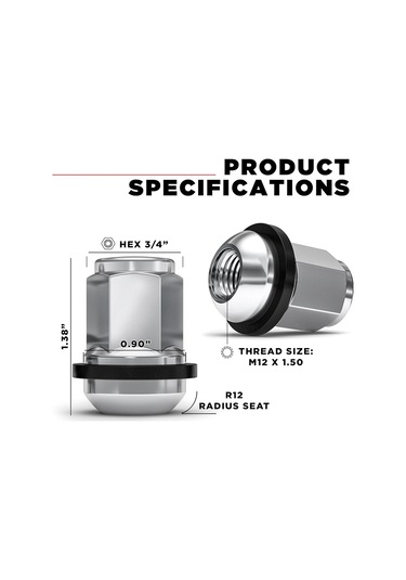 Nayomiglow 1907wr-20am Krom Fabrika Stili M12x1.5 Yarıçaplı Koltuk Somunu Honda Ve Acura İçin Rondelalı, 20 Paket Diğer