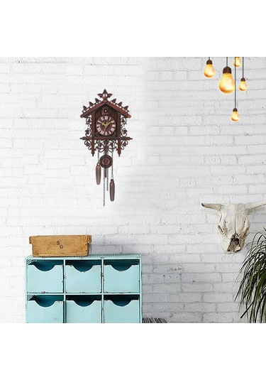 Monyee Ahşap Dekoratif Duvar Saati - Gökkuşağı Kuş Desenli, Zaman Gösterici, Ev Dekoru Ekranı Stil 2 Renkli