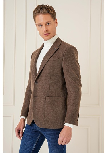 C 689 Slim Fit Kahve Spor Ceket Kahverengi