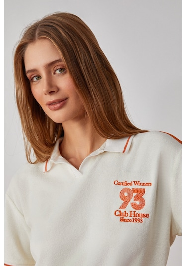 DZENKA Kadın Oversize Geniş Paça Yüksek Bel Ekru Alt-Üst Takım