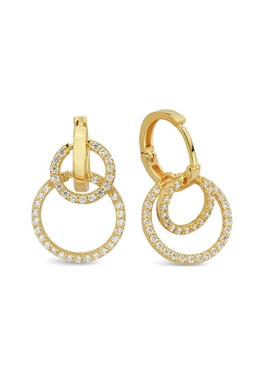 Altın Kaplamalı 925 Ayar Gümüş Tasarım Hareketli Halkalar Küpe - 12104602 Altın