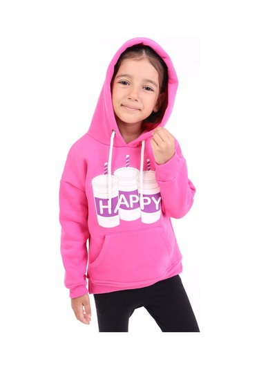 Toontoy Kız Çocuk Baskılı Sweatshirt Fuşya