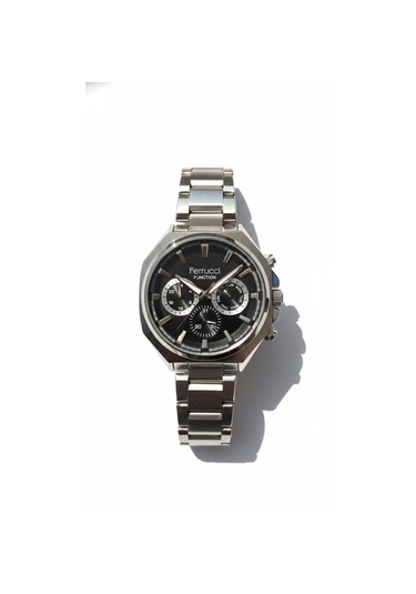 Ferrucci Erkek Kol Saati Gümüş Renk, Siyah Kadran - Fcf03319m.01 2 Yıl Garantili Gümüş