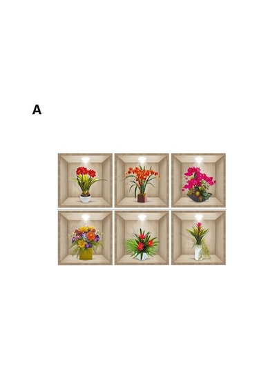 1 Takım 3d Vinil Duvar Sticker Vazolar İle Tasarım Yeşil Bitkiler Çiçek Çarpıcı Oda Dekorasyonu İçin Solmayan Basit Operasyon Çıkartmaları D Diğer