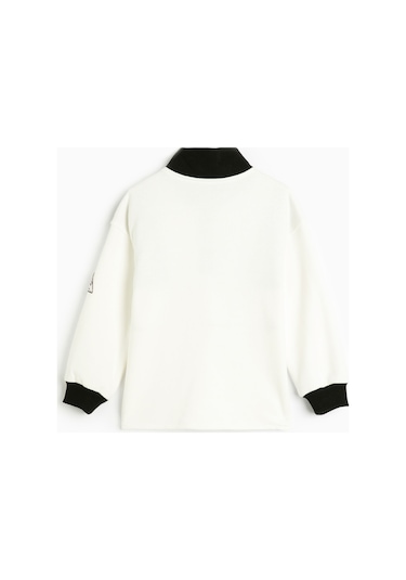 Koton Sweatshirt Dik Yaka Yarım Fermuarlı Uzun Kollu Baskılı Renk Kontrastlı Ekru 4wkg10559ak 4WKG10559AK010 Ekru
