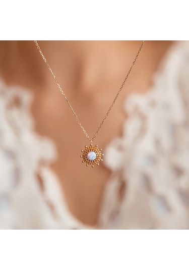 14 Ayar Opal Taşlı Minimal Kolye