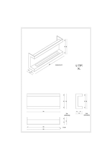 Rehome Korflame U Tipi Xl Bacasız Şömine