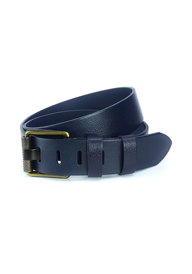Erkek Hakki Deri 4,5 Cm Kot Kemeri Lacivert Lacivert