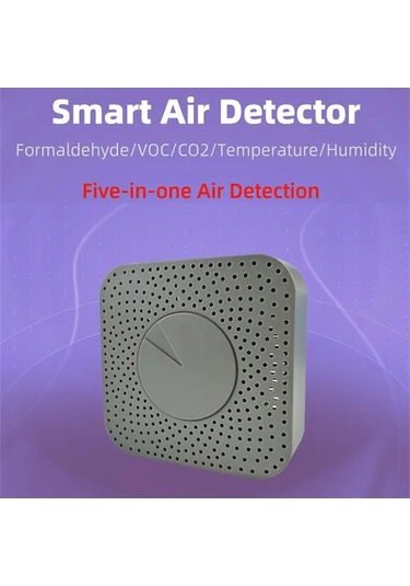 Supermarket1 Zigbee Akıllı Hava İzleyici: Formaldehit, Co2, Voc, Sıcaklık & Nem, Alexa & Google Home, Alarm, Gri
