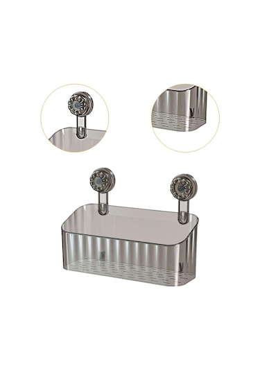 Homyl Duş Sepeti Vantuz Duvara Monte Banyo Daire Mutfak Için Gri