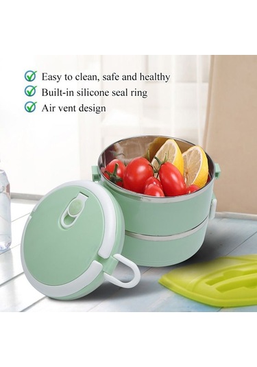 Pirinç Eriştesi İçin Yeşil Paslanmaz Çelik Taşınabilir Yalıtımlı Öğle Yemeği Kutusu Çok Renkli