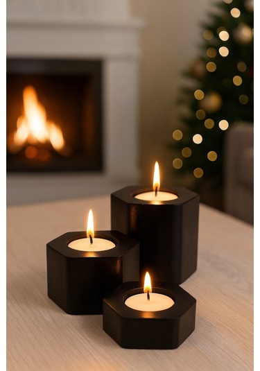 Dekoratif Tealight Mumluk Siyah Tealight